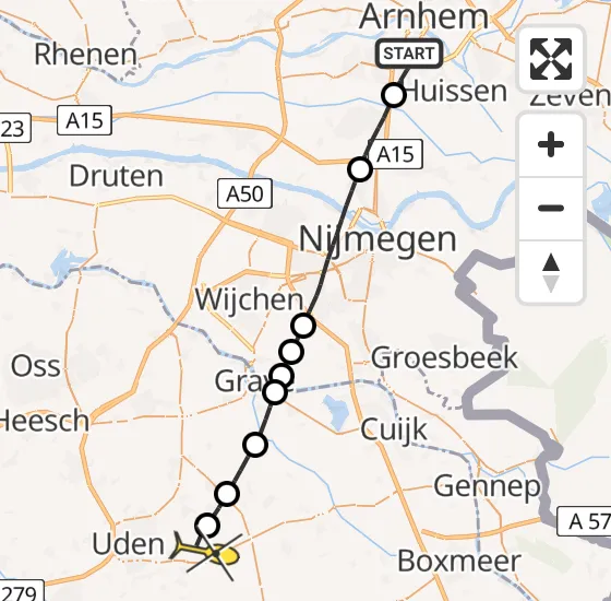 Vlucht Traumahelikopter PH-MAA van Arnhem naar Vliegbasis Volkel op donderdag 3 april 2025 15:32
