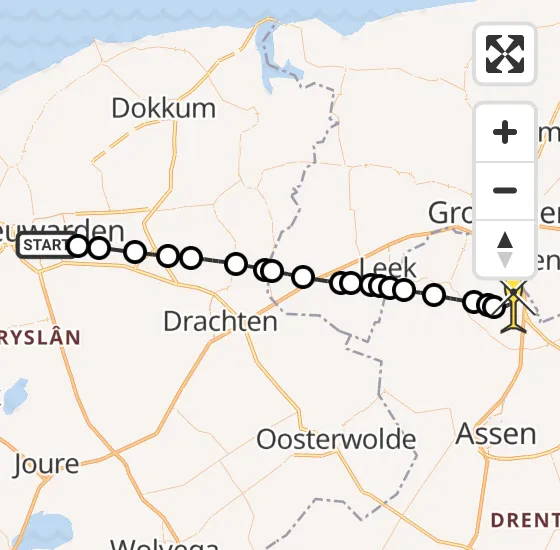 Vlucht Traumahelikopter PH-HVB van Leeuwarden naar Groningen Airport Eelde op donderdag 3 april 2025 15:35