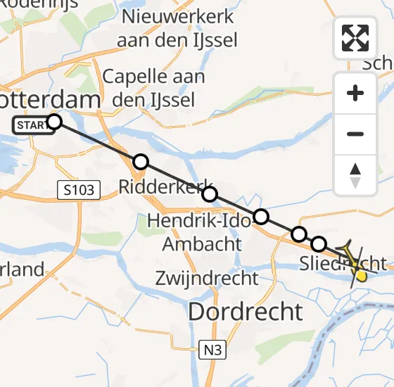 Vlucht Traumahelikopter PH-UMC van Erasmus MC naar Sliedrecht op donderdag 3 april 2025 16:07