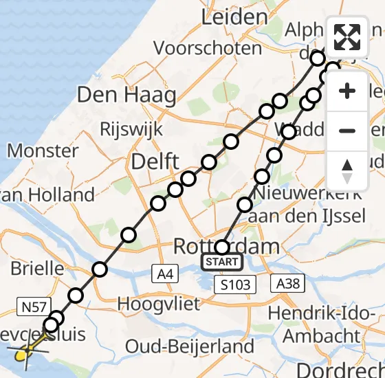Vlucht Traumahelikopter PH-UMC van Erasmus MC naar Hellevoetsluis op donderdag 3 april 2025 17:14