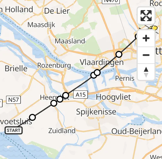 Vlucht Traumahelikopter PH-UMC van Hellevoetsluis naar Rotterdam The Hague Airport op donderdag 3 april 2025 18:15