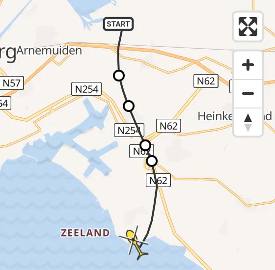 Vlucht Kustwachthelikopter PH-NCG van Vliegveld Midden-Zeeland naar Borssele op donderdag 3 april 2025 18:48