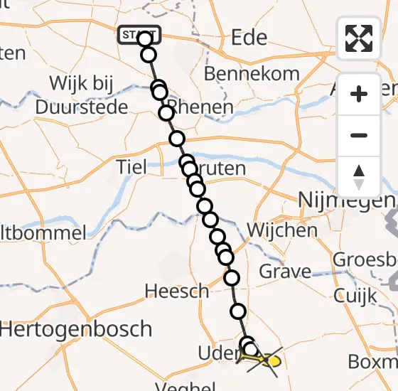 Vlucht Traumahelikopter PH-MAA van Woudenberg naar Vliegbasis Volkel op donderdag 3 april 2025 18:52