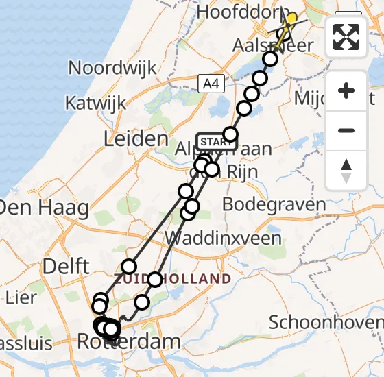 Vlucht Politiehelikopter PH-PXB van Alphen aan den Rijn naar Schiphol-Rijk op donderdag 3 april 2025 19:20
