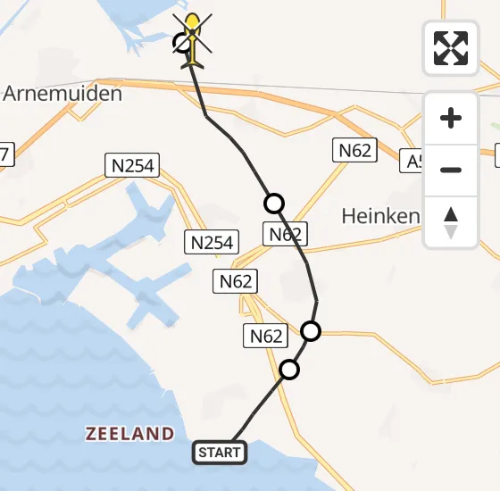 Vlucht Kustwachthelikopter PH-NCG van Borssele naar Vliegveld Midden-Zeeland op donderdag 3 april 2025 19:24