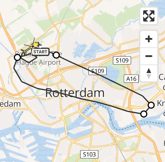 Vlucht Traumahelikopter PH-UMC van Rotterdam The Hague Airport naar Rotterdam The Hague Airport op donderdag 3 april 2025 20:55