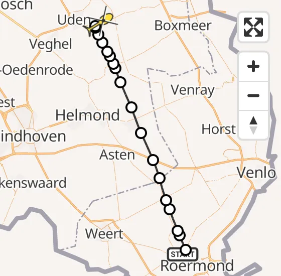 Vlucht Traumahelikopter PH-MAA van Horn naar Vliegbasis Volkel op donderdag 3 april 2025 21:07