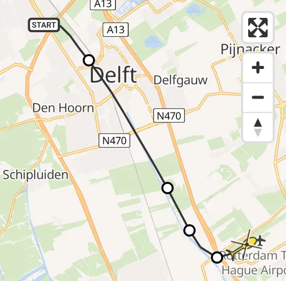 Vlucht Traumahelikopter PH-UMC van Rijswijk naar Rotterdam The Hague Airport op donderdag 3 april 2025 22:35