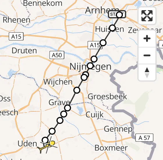 Vlucht Traumahelikopter PH-MAA van Arnhem naar Vliegbasis Volkel op donderdag 3 april 2025 22:47