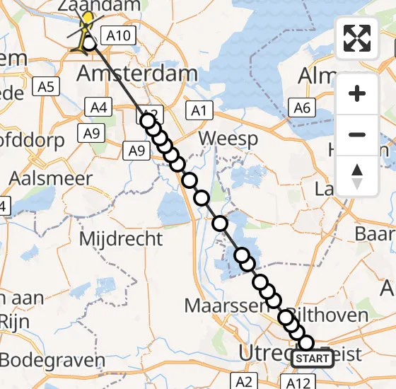 Vlucht Traumahelikopter PH-DOC van Universitair Medisch Centrum Utrecht naar Amsterdam Heliport op donderdag 3 april 2025 22:52
