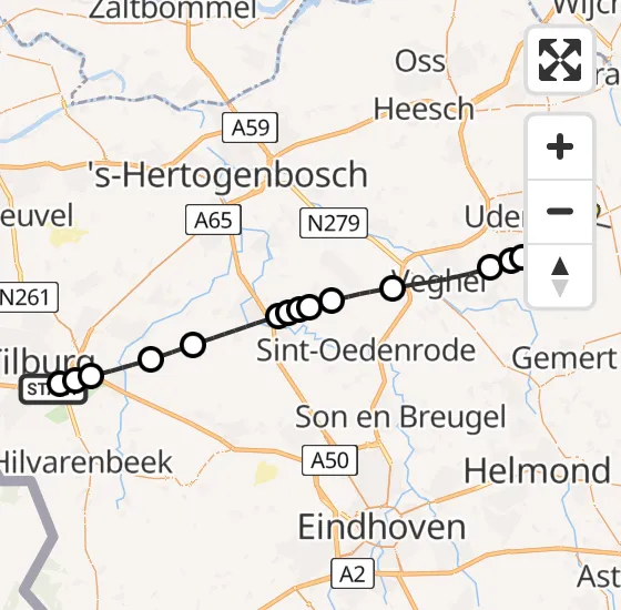 Vlucht Traumahelikopter PH-MAA van Tilburg naar Vliegbasis Volkel op vrijdag 4 april 2025 0:48
