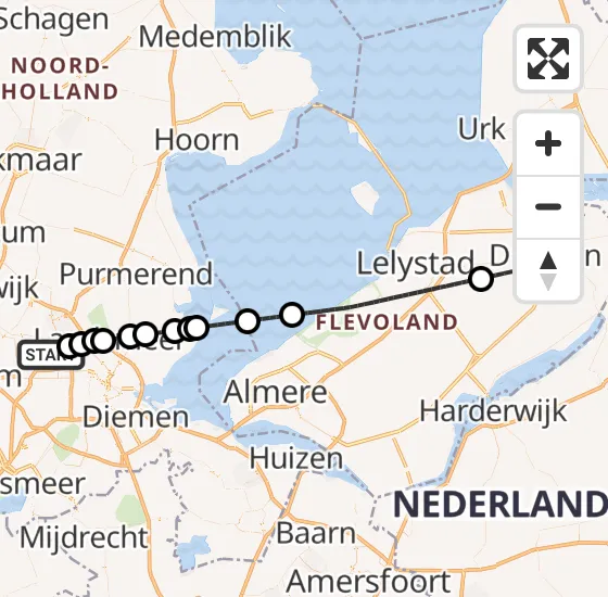 Vlucht Traumahelikopter PH-DOC van Amsterdam Heliport naar Dronten op vrijdag 4 april 2025 14:38