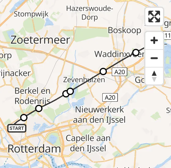 Vlucht Traumahelikopter PH-UMC van Rotterdam The Hague Airport naar Reeuwijk op zaterdag 5 april 2025 3:31