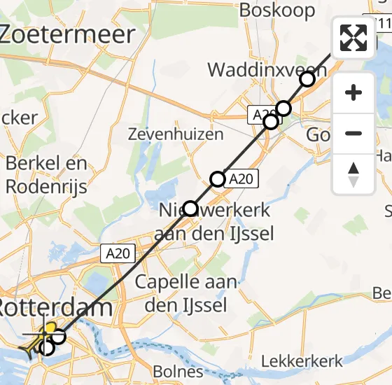 Vlucht Traumahelikopter PH-UMC van Reeuwijk naar Erasmus MC op zaterdag 5 april 2025 4:06