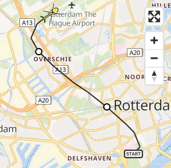 Vlucht Traumahelikopter PH-UMC van Erasmus MC naar Rotterdam The Hague Airport op zaterdag 5 april 2025 4:51