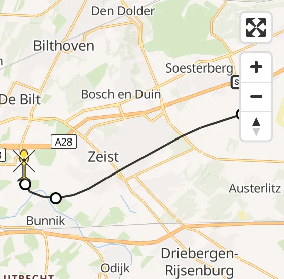 Vlucht Traumahelikopter PH-DOC van Soesterberg naar Universitair Medisch Centrum Utrecht op zaterdag 5 april 2025 6:12