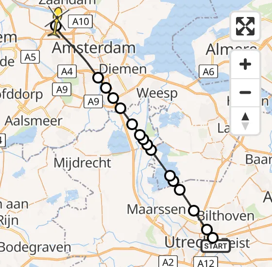 Vlucht Traumahelikopter PH-DOC van Universitair Medisch Centrum Utrecht naar Amsterdam Heliport op zaterdag 5 april 2025 6:34