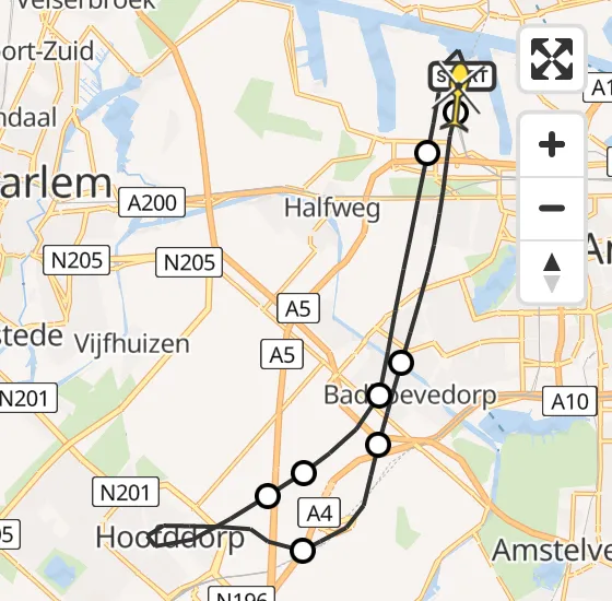 Vlucht Traumahelikopter PH-DOC van Amsterdam Heliport naar Amsterdam Heliport op zaterdag 5 april 2025 9:52