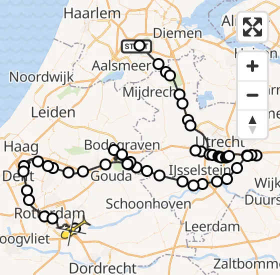 Vlucht Politiehelikopter PH-PXX van Schiphol naar Ridderkerk op zaterdag 5 april 2025 10:02
