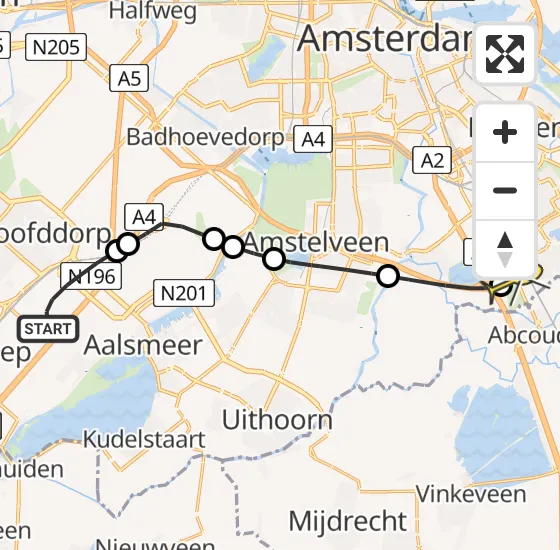 Vlucht Traumahelikopter PH-DOC van Hoofddorp naar Academisch Medisch Centrum (AMC) op zaterdag 5 april 2025 10:28