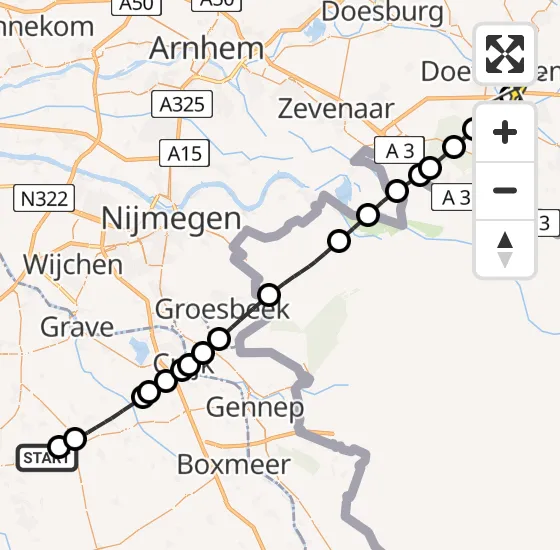 Vlucht Traumahelikopter PH-MAA van Vliegbasis Volkel naar Doetinchem op zaterdag 5 april 2025 10:31