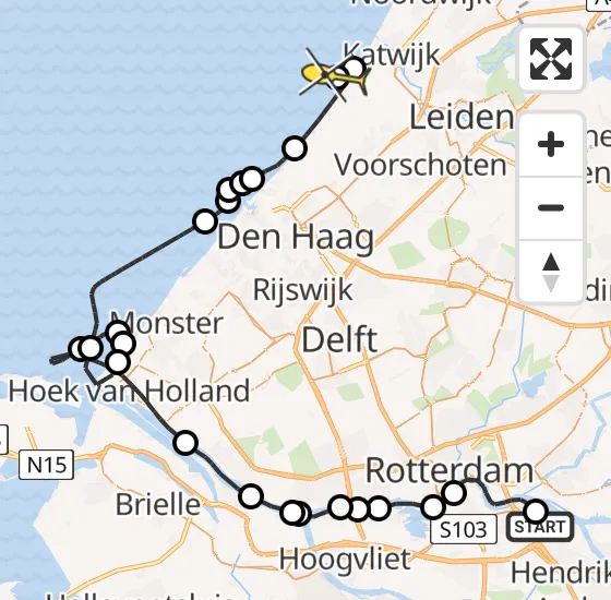 Vlucht Politiehelikopter PH-PXX van Ridderkerk naar Wassenaar op zaterdag 5 april 2025 11:05