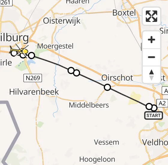 Vlucht Traumahelikopter PH-UMC van Eindhoven Airport naar Tilburg op zaterdag 5 april 2025 12:14