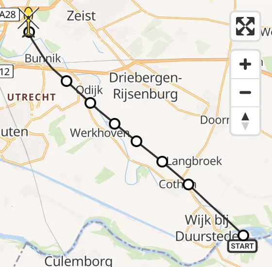 Vlucht Traumahelikopter PH-MAA van Rijswijk (GLD) naar Universitair Medisch Centrum Utrecht op zaterdag 5 april 2025 12:23