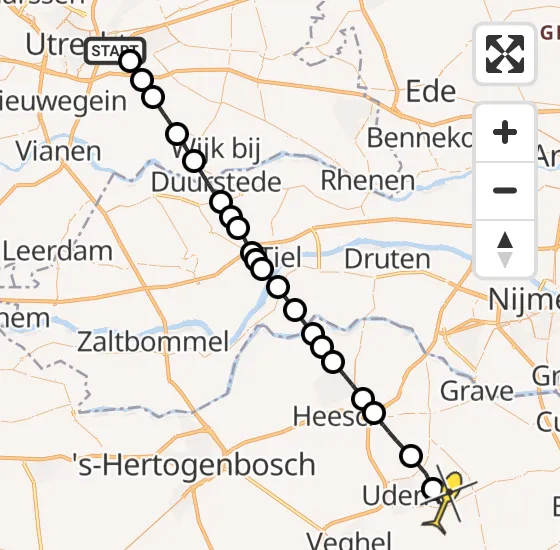 Vlucht Traumahelikopter PH-MAA van Universitair Medisch Centrum Utrecht naar Vliegbasis Volkel op zaterdag 5 april 2025 12:45