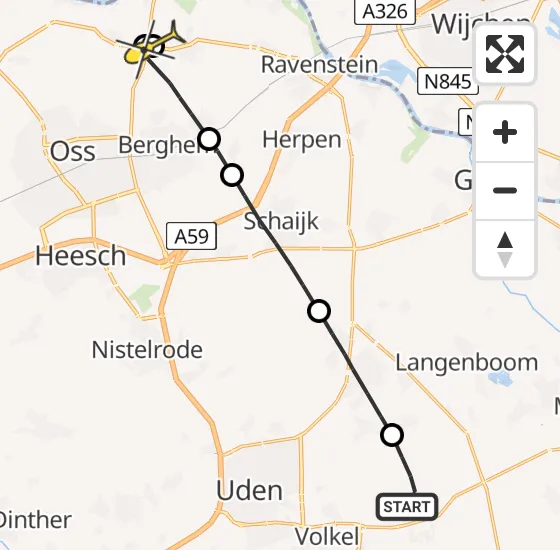 Vlucht Traumahelikopter PH-MAA van Vliegbasis Volkel naar Haren op zaterdag 5 april 2025 13:33