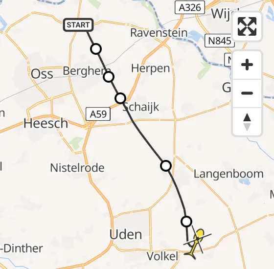 Vlucht Traumahelikopter PH-MAA van Haren naar Vliegbasis Volkel op zaterdag 5 april 2025 13:56