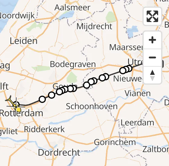 Vlucht Traumahelikopter PH-UMC van Universitair Medisch Centrum Utrecht naar Rotterdam The Hague Airport op zaterdag 5 april 2025 15:06
