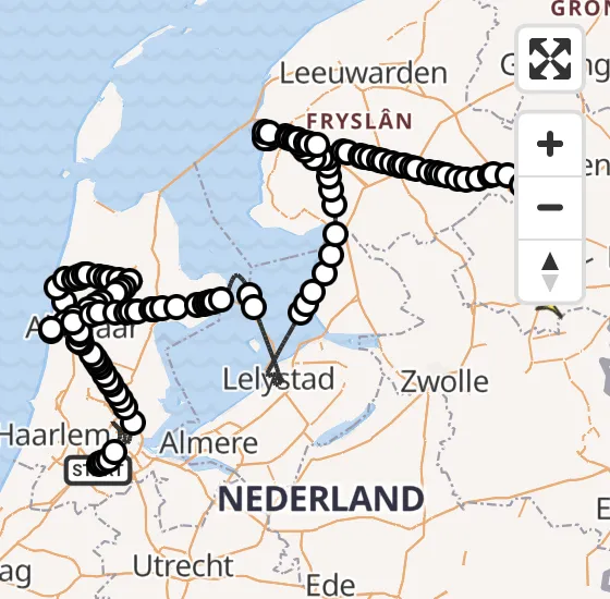 Vlucht Politiehelikopter PH-PXX van Schiphol naar Vliegveld Hoogeveen op zaterdag 5 april 2025 15:32