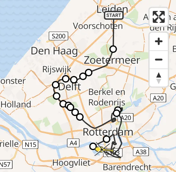 Vlucht Politiehelikopter PH-PXB van Leiden naar Rotterdam op zaterdag 5 april 2025 15:40