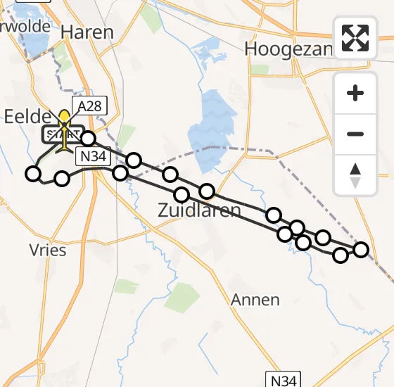 Vlucht Traumahelikopter PH-HVB van Groningen Airport Eelde naar Groningen Airport Eelde op zaterdag 5 april 2025 15:54