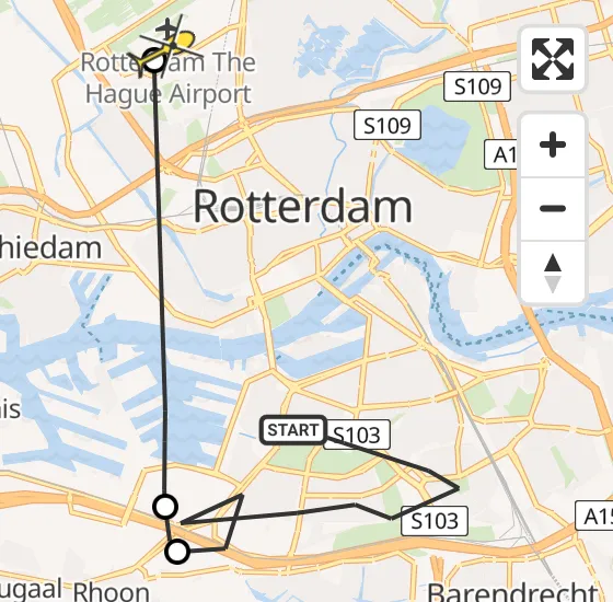 Vlucht Politiehelikopter PH-PXB van Rotterdam naar Rotterdam The Hague Airport op zaterdag 5 april 2025 16:28
