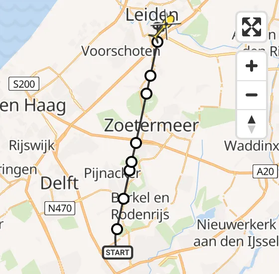Vlucht Traumahelikopter PH-UMC van Rotterdam The Hague Airport naar Leiden op zaterdag 5 april 2025 17:02