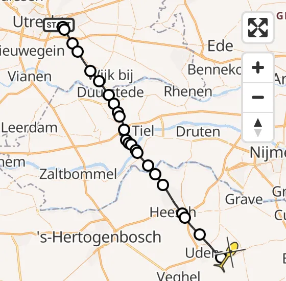 Vlucht Traumahelikopter PH-MAA van Universitair Medisch Centrum Utrecht naar Vliegbasis Volkel op zaterdag 5 april 2025 18:04