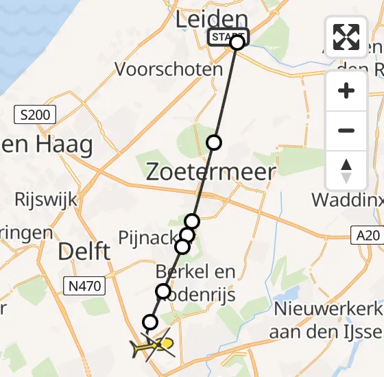 Vlucht Traumahelikopter PH-UMC van Leiden naar Rotterdam The Hague Airport op zaterdag 5 april 2025 18:05