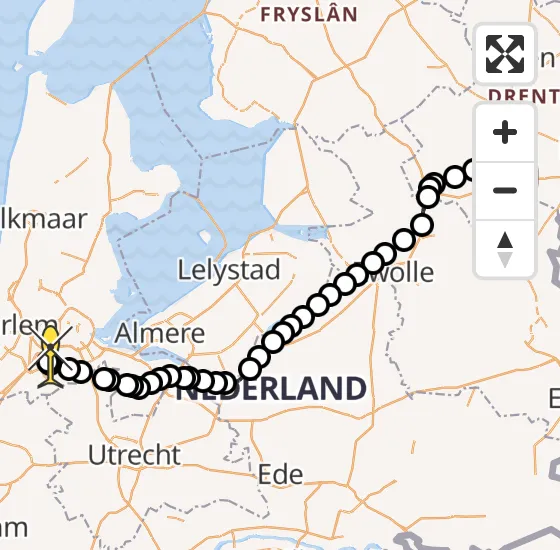 Vlucht Politiehelikopter PH-PXX van Vliegveld Hoogeveen naar Schiphol op zaterdag 5 april 2025 18:33