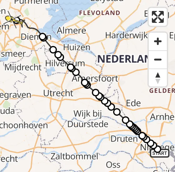 Vlucht Traumahelikopter PH-DOC van Radboud Universitair Medisch Centrum naar Amsterdam Heliport op zaterdag 5 april 2025 18:50