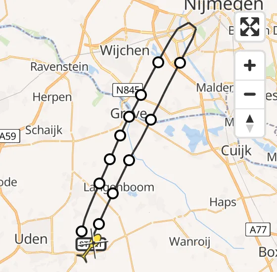 Vlucht Traumahelikopter PH-MAA van Vliegbasis Volkel naar Vliegbasis Volkel op zaterdag 5 april 2025 18:50
