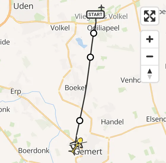 Vlucht Traumahelikopter PH-MAA van Vliegbasis Volkel naar Gemert op zaterdag 5 april 2025 20:05
