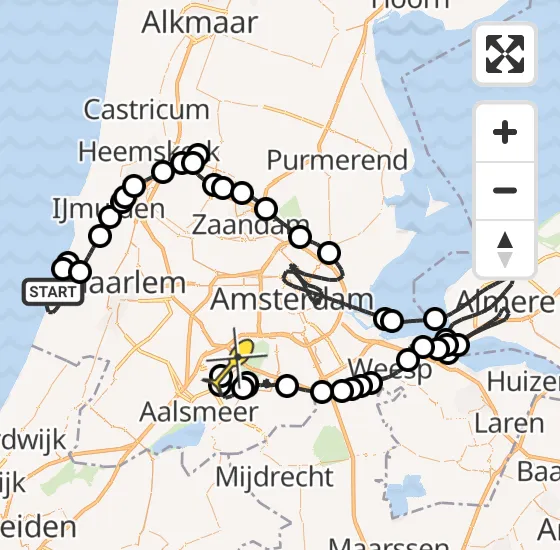 Vlucht Politiehelikopter PH-PXD van Zandvoort naar Schiphol op zaterdag 5 april 2025 20:08