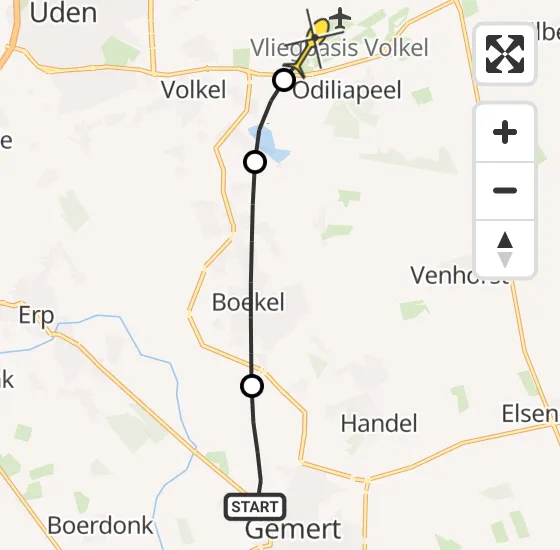 Vlucht Traumahelikopter PH-MAA van Gemert naar Vliegbasis Volkel op zaterdag 5 april 2025 20:38