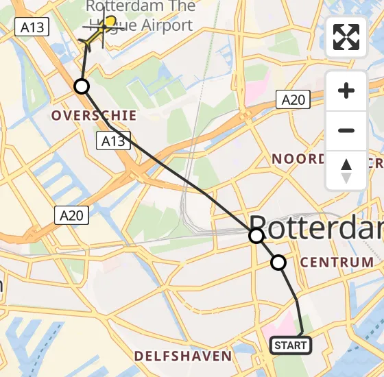 Vlucht Traumahelikopter PH-UMC van Erasmus MC naar Rotterdam The Hague Airport op zaterdag 5 april 2025 20:45