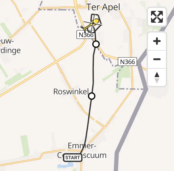Vlucht Traumahelikopter PH-HVB van Emmer-Compascuum naar Ter Apel op zaterdag 5 april 2025 20:53