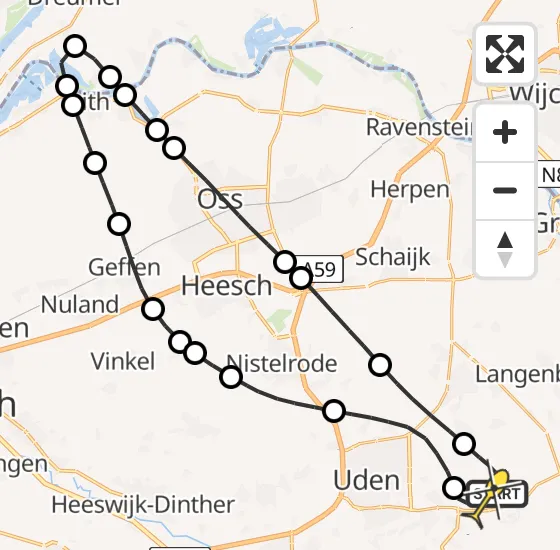 Vlucht Traumahelikopter PH-MAA van Vliegbasis Volkel naar Vliegbasis Volkel op zaterdag 5 april 2025 22:08