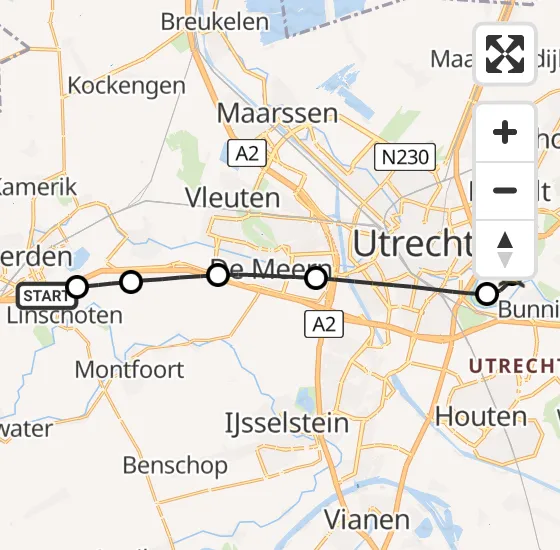 Vlucht Traumahelikopter PH-UMC van Woerden naar Universitair Medisch Centrum Utrecht op zaterdag 5 april 2025 23:57