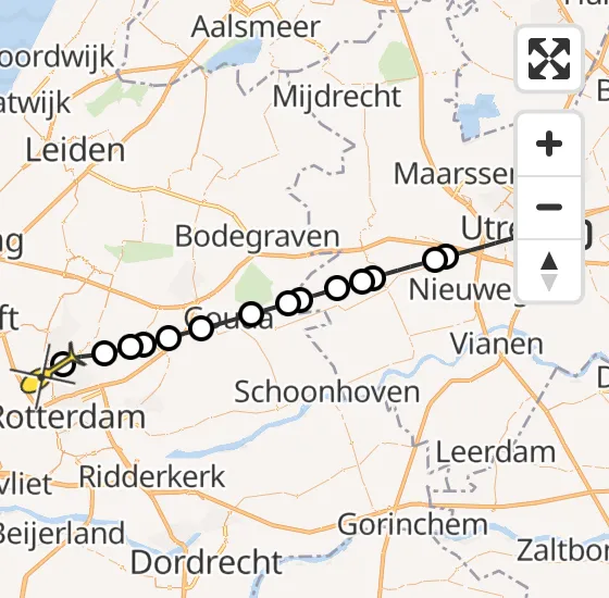 Vlucht Traumahelikopter PH-UMC van Universitair Medisch Centrum Utrecht naar Rotterdam op zondag 6 april 2025 0:21